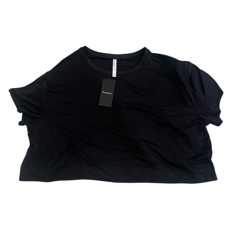 NWT, Fabletics cloud jersey light‎ boxy tee, black, 2X